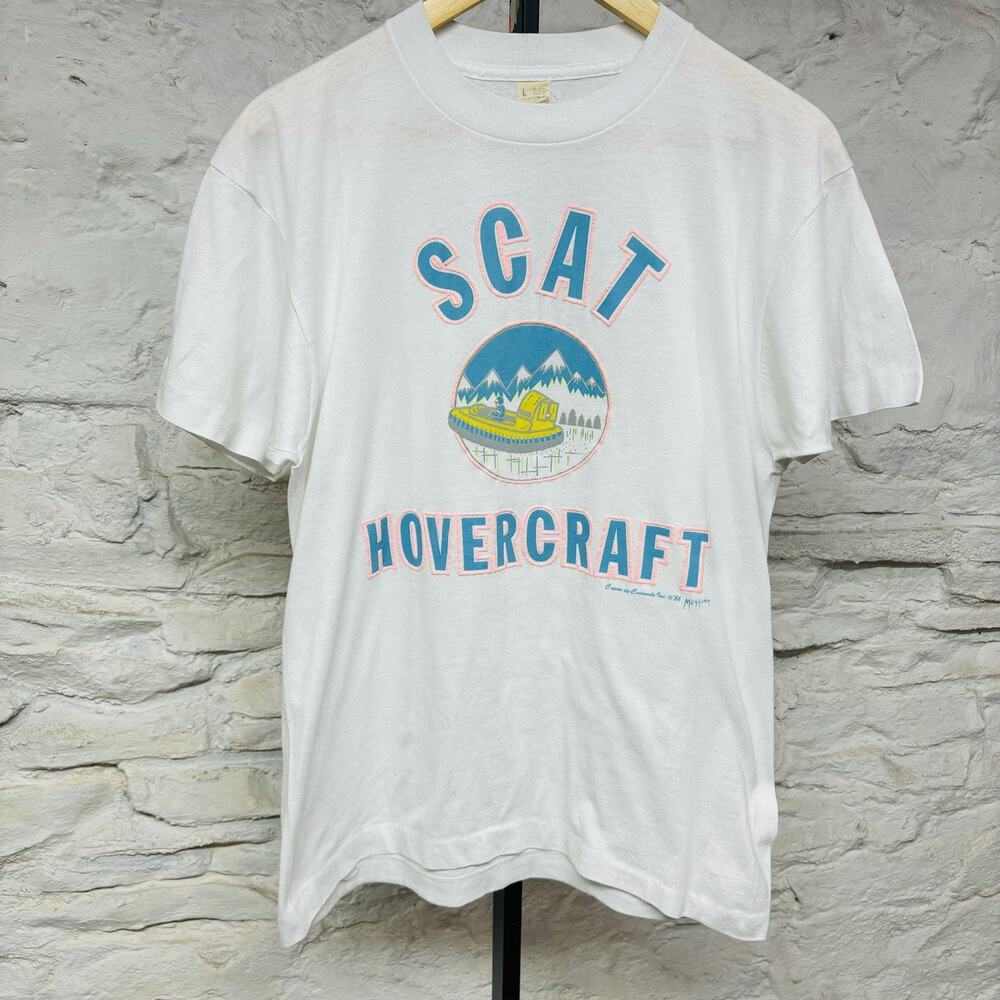 Vintage 1980s SCAT Rescue Hovercraft Tshirt Screen Stars Puff Print Made in USA